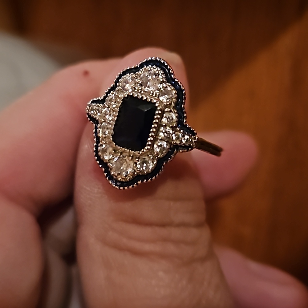 Blue and rhinestone ring